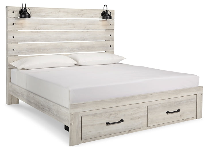 Cambeck  Panel Bed With 2 Storage Drawers With Mirrored Dresser, Chest And Nightstand