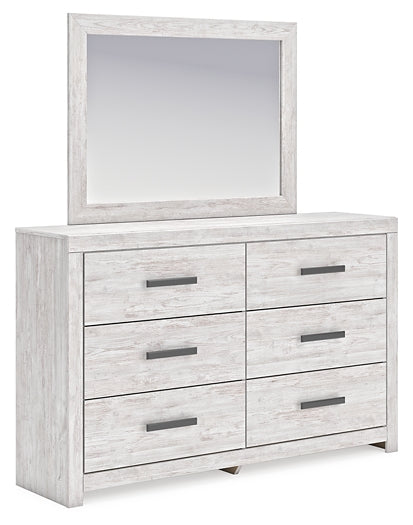 Cayboni Full Panel Bed with Mirrored Dresser and Nightstand