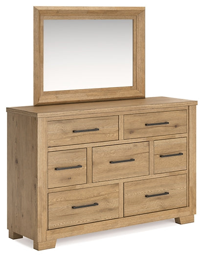 Galliden California King Panel Bed with Mirrored Dresser