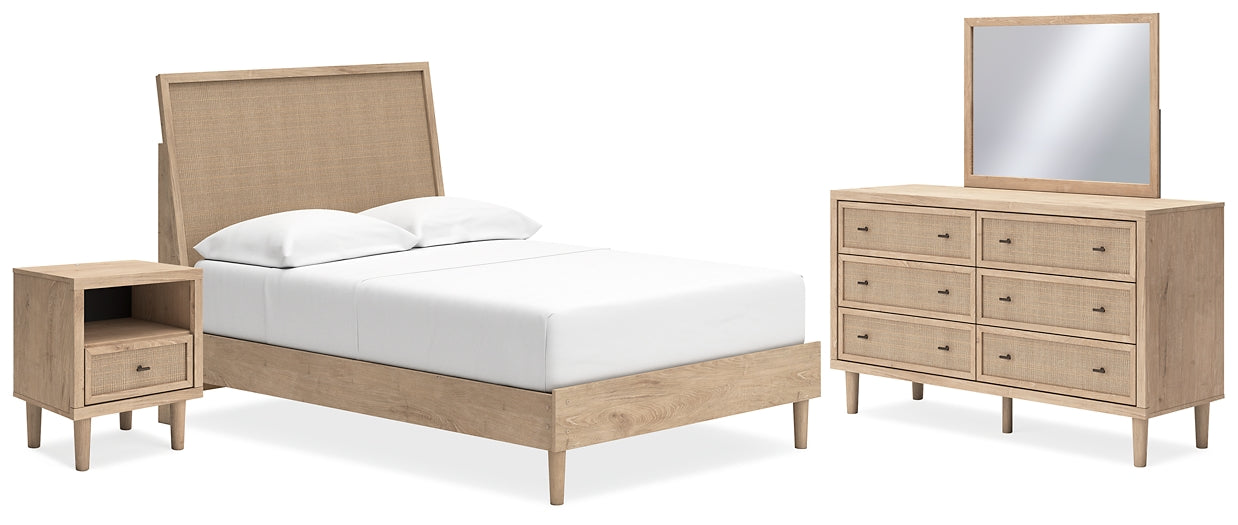 Cielden Full Panel Bed with Mirrored Dresser and Nightstand