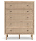 Cielden Full Upholstered Panel Bed with Mirrored Dresser, Chest and 2 Nightstands