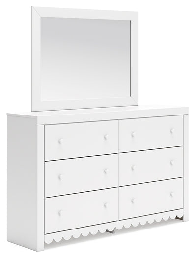 Mollviney Full Panel Bed with Mirrored Dresser and Nightstand