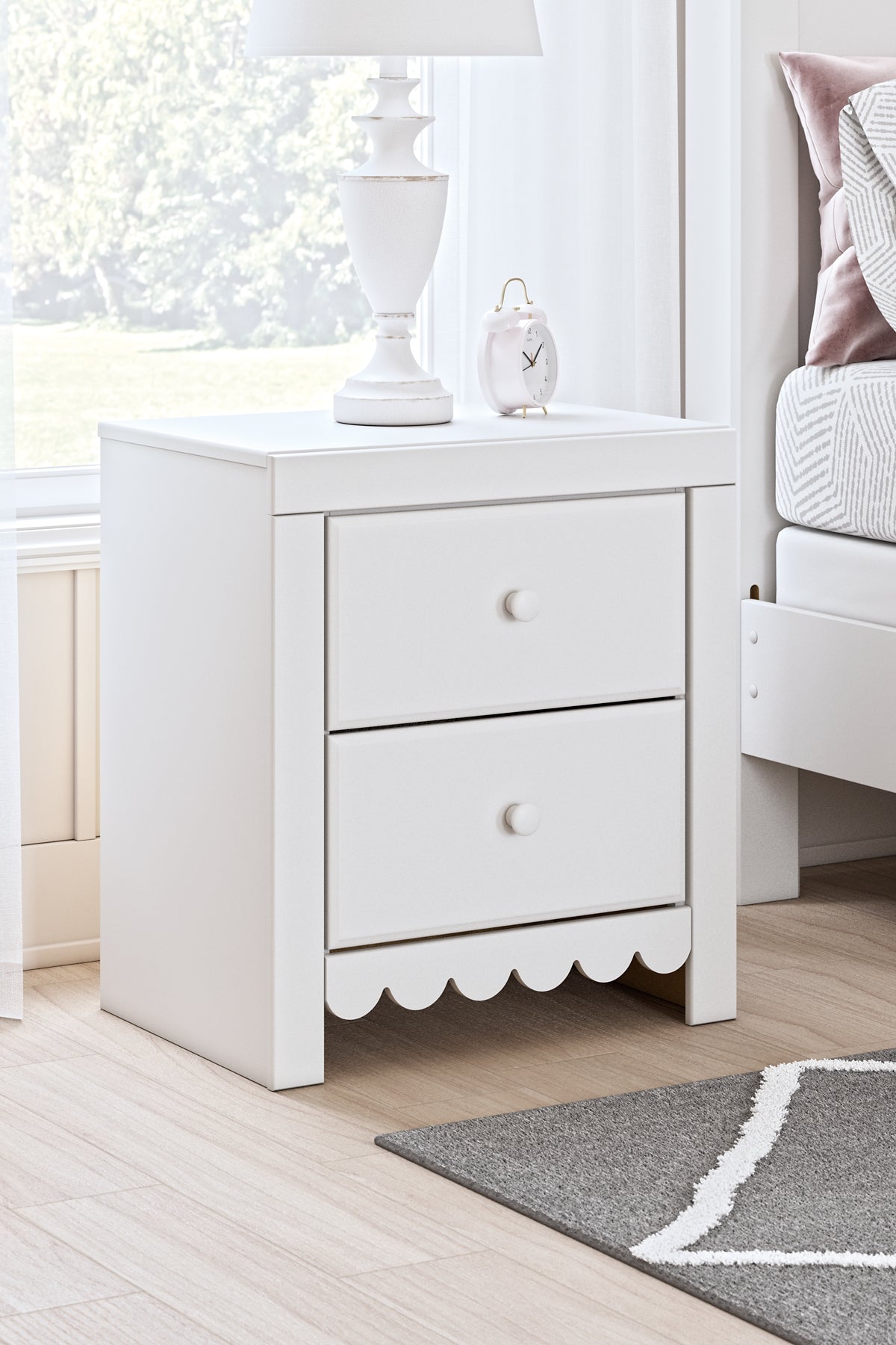 Mollviney Twin Panel Storage Bed with Mirrored Dresser and Nightstand