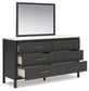 Cadmori King Upholstered Bed with Mirrored Dresser and 2 Nightstands