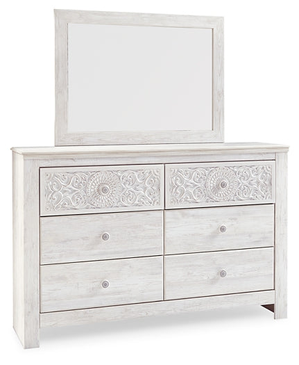 Paxberry Queen Panel Bed with Mirrored Dresser and 2 Nightstands